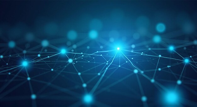a network of dots and lines with a blue background