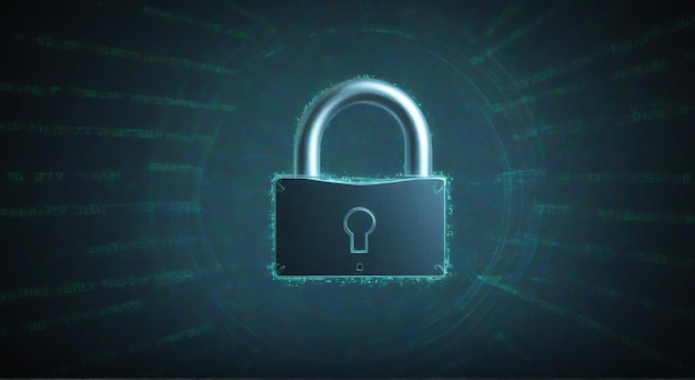 a padlock with a black background and a green background