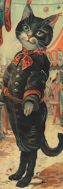 a painting of a man in a black suit with a sword in his hand