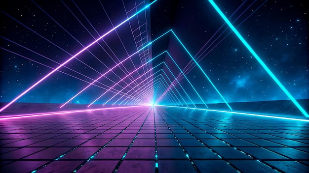 a picture of a tunnel that has a purple and green light on it