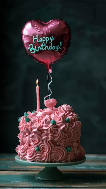 a pink birthday cake with the words happy birthday on it