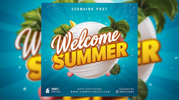 a poster for welcome summer postcard with a welcome sign on it
