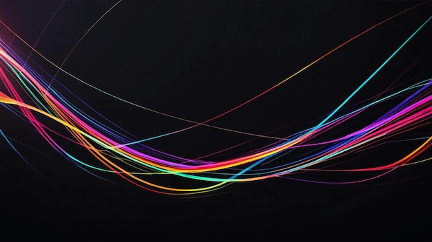 a rainbow colored line is shown in a black background