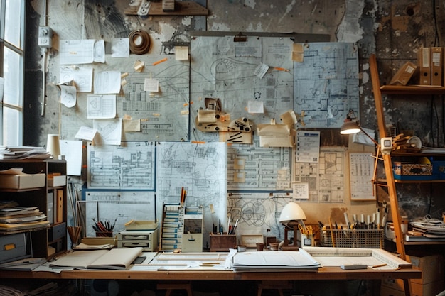 a room with a wall that has a lot of writing on it