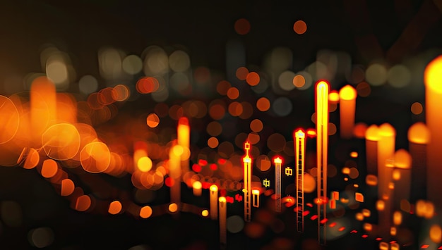 a row of candles with the word quot light quot in the middle