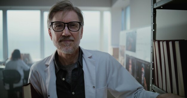 A smiling scientist in a lab