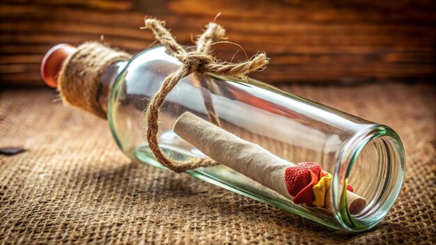 a string tied to a bottle with a string tied around it