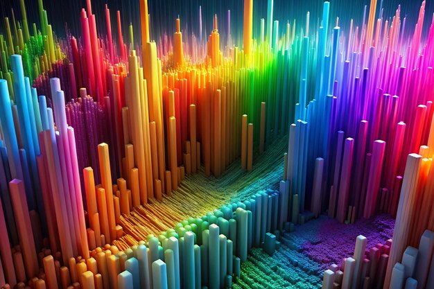 A stunning 3D render of an abstract multicolor spectrum