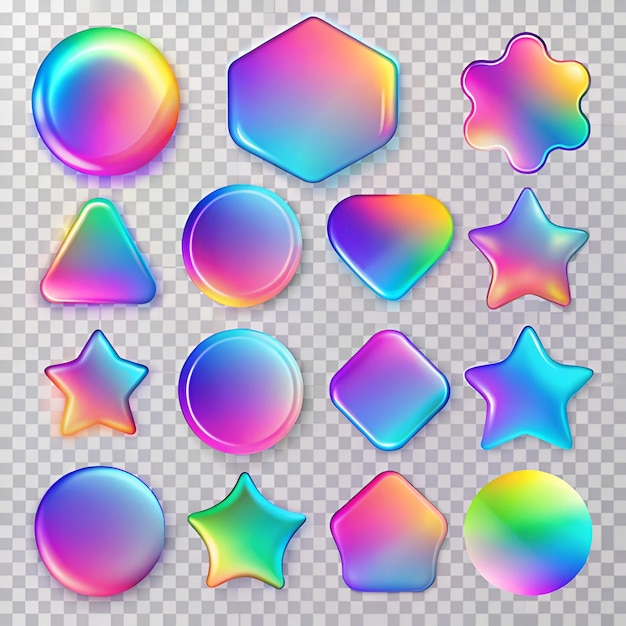 A variety of colorful bubbles are arranged in a circle