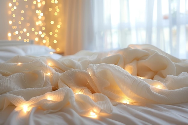 a white blanket with a christmas tree on it