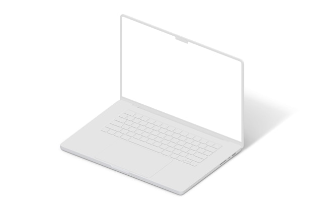 A white laptop with a white screen and the word laptop on it.