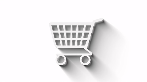 a white shopping cart with wheels