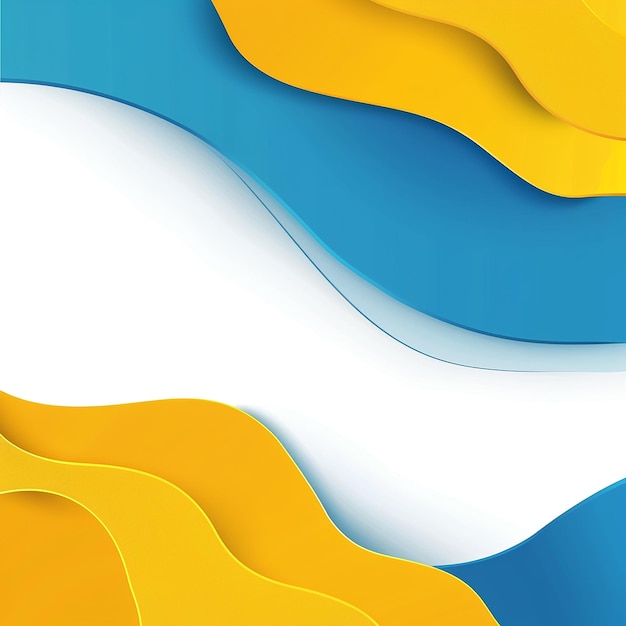 a yellow and blue abstract painting of a blue and white striped background