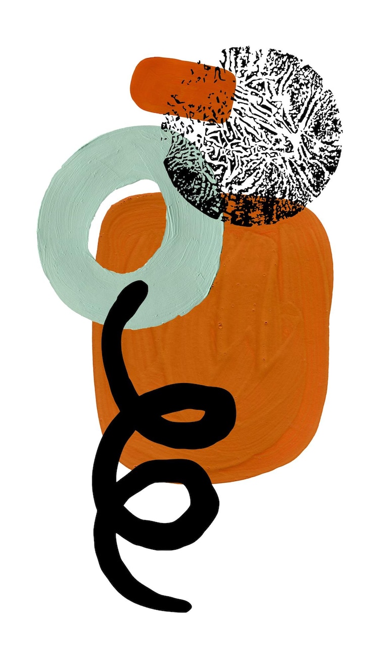Fotoğraf abstract acrylic background hand drawn gouache shapes contemporary trendy wall art poster