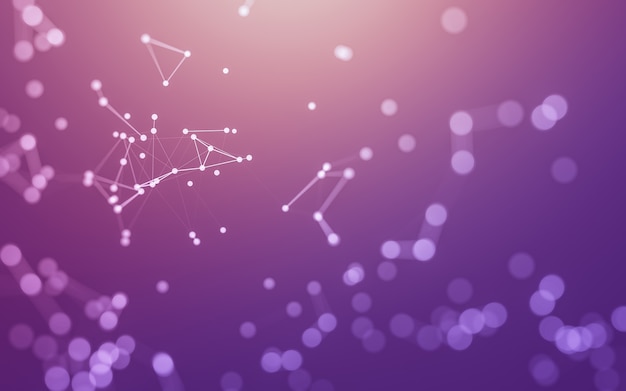Abstract background. Molecules technology with polygonal shapes, connecting dots and lines.