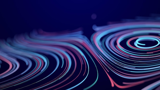 Abstract background of moving lines Information space strip Big data visualization 3d rendering