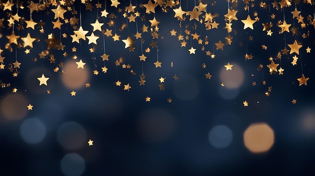 abstract background with dark blue and gold particle new year christmas background with gold star