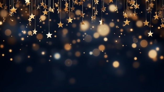 abstract background with dark blue and gold particle new year christmas background with gold star