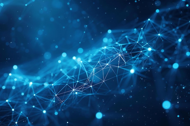 abstract blue background with a low poly network depicting technology and digital connection concep