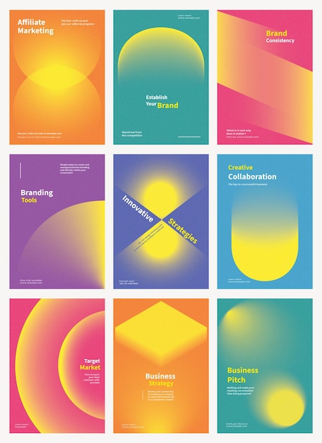 Abstract colorful shape gradient poster set
