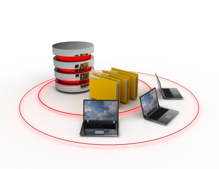 Fotoğraf abstract computer network database. 3d illustration