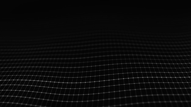 Abstract dark background Wave of particles Futuristic blue dots background with a dynamic wave Big data 3d rendering