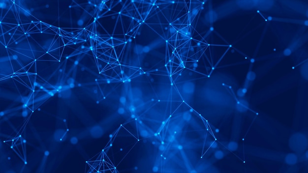 abstract digital blue background plexus effect network connection structure science background 3d rendering