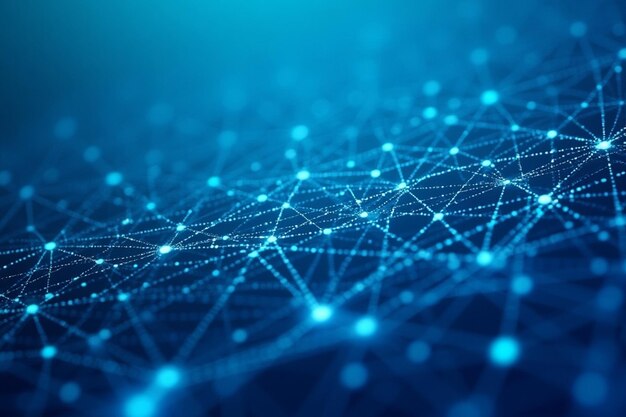 Abstract Digital Network Background with Glowing Dots and Lines