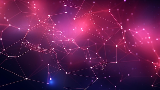 abstract digital network with interconnected nodes and lines on a gradient background
