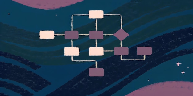 Abstract Flowchart Diagram on Cosmic Gradient Background