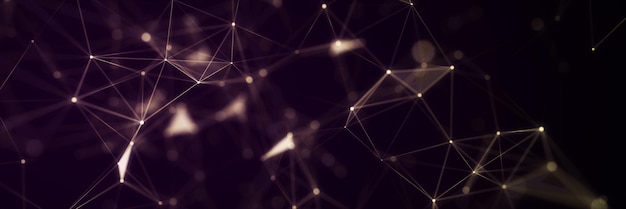 abstract geometric background with connecting gold points and lines abstract dark digital background network concept big data complex with compounds 3d rendering