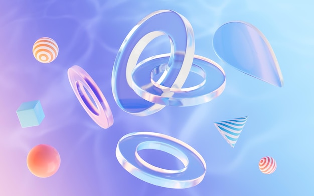 abstract geometric figures curves and figures 3d rendering