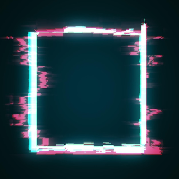 abstract glowing glitch geomtric figure square web design concept 3d rendering