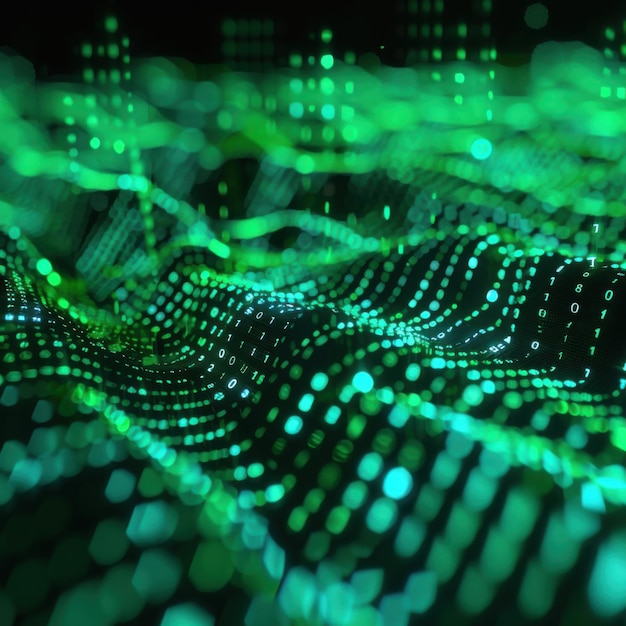 Abstract Green Digital Wave