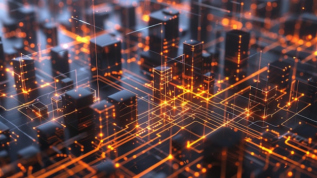 abstract microscopic futuristic city background