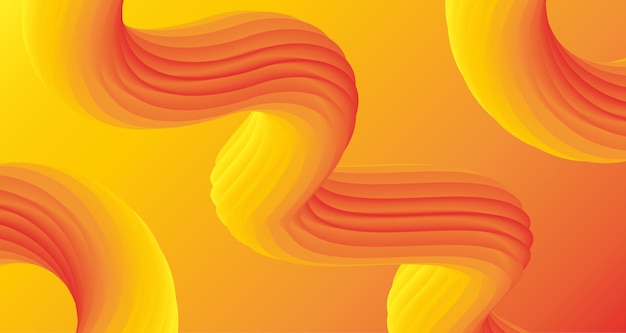 Abstract modern yellow orangered background with three spirals with warm gradient horizontal