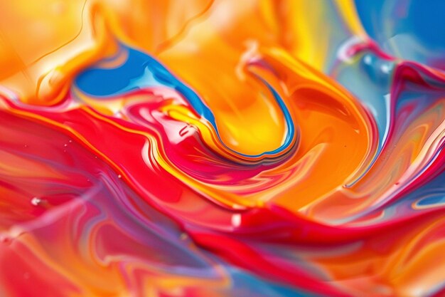 Abstract patterns formed by pouring and blending paint on a canvas
