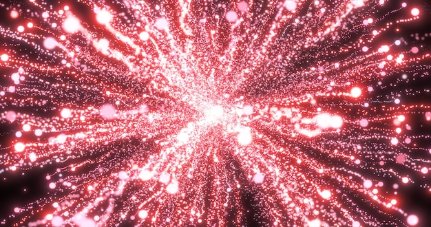 Abstract red energy fireworks particle salute magical bright glowing futuristic hitech
