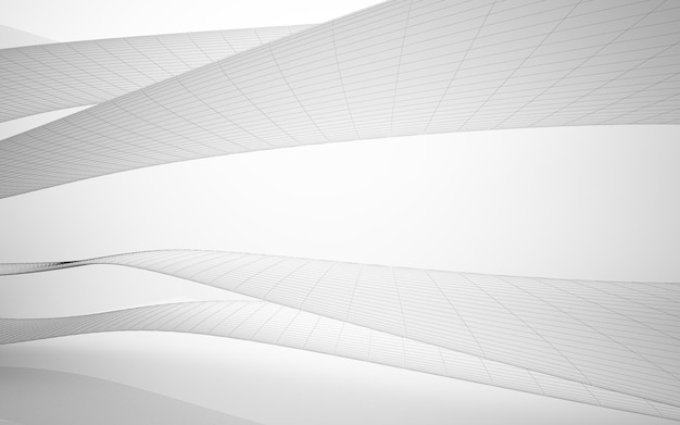 abstract smooth white interior of the future. architectural background. 3d illustration and renderin