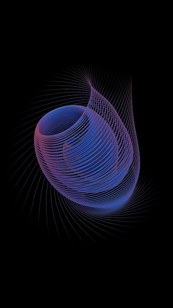 Abstract Spiral Light Design in Dark Space with Blue and Purple Accents