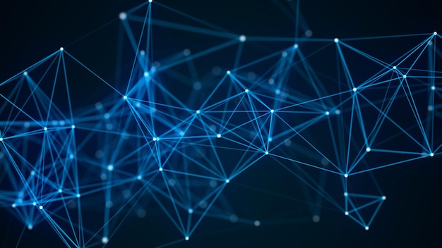 Abstract technology background Network connection structure on blue background 3D rendering