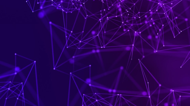 Abstract technology background with dots and connecting lines Purple digital plexus background