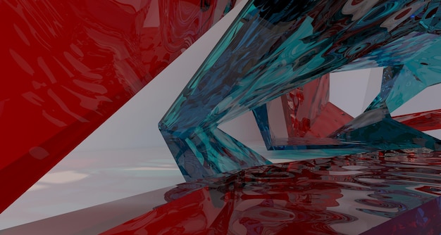 abstract white and colored gradient glasses interior multilevel public space with window 3d