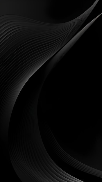 Abstract white waves on black background wallpaper for phone