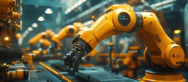 Advanced Robotic Arms in a HighTech Industrial Factory Setting with Precision Engineering