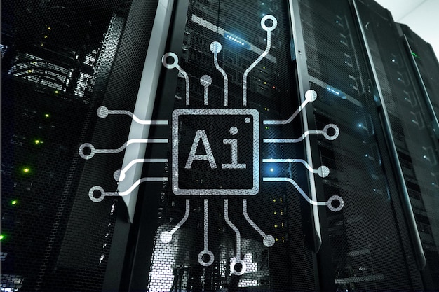 AI Artificial intelligence automation and modern information technology concept on virtual screen