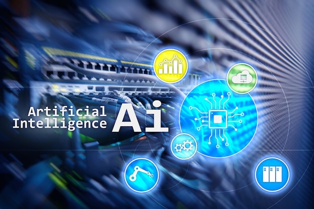 AI Artificial intelligence automation and modern information technology concept on virtual screen