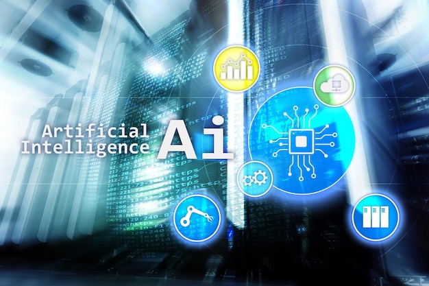 AI Artificial intelligence automation and modern information technology concept on virtual screen