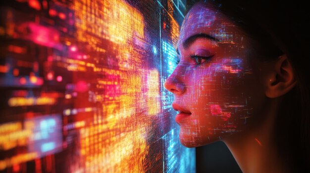 AIdriven holographic digital art displays changing dynamically based on user interaction Interactive art installations that respond to audience movements and emotions