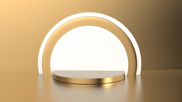 Altın podyum ürün ekranı kuyumculuk stüdyo standı seti minimal 3d render silindir geometrik şekil